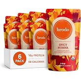 Brodo Roasted Garlic &amp; Chili Chicken Organic Bone Broth, Soup (6 X 8.3 oz) | Organic Bone Broth with Collagen, Protein Soup &amp; Sipping Broth for Healthy Meal Prep, Soups and Bone Broth Packets