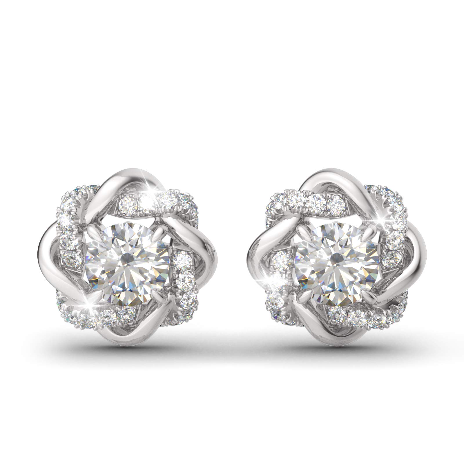 Jeulia Love Knot Earrings 925 Silver Stud Earrings Romantic Halloween Jewelry Gifts Anniversary X-mas Birthday Gift (silver)