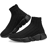 Santiro Mens High Top Sneakers Gym Breathable Tennis Running Walking Slip On Shoes
