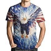 GHUALURU Men's Creative American Flag T-Shirt Eagle Fashion Tie Dye Graphic Tee Shirt Short Sleeves
