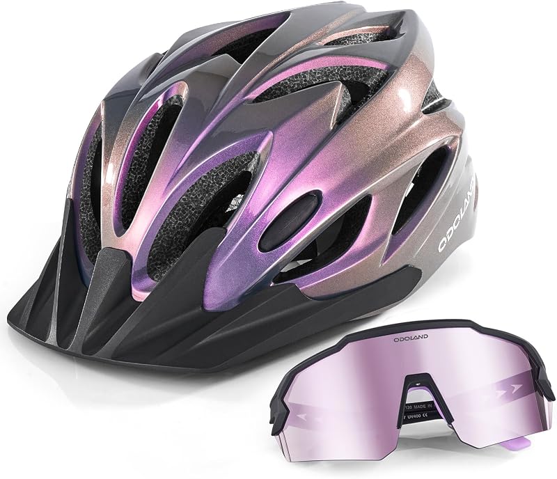 Fahrradhelm mit Fahrradbrille Set, Rennradhelm für Herren und Damen