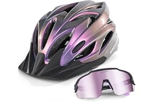 Odoland Adult Bike Helmet and Cycling Sunglasses Set for Men & Women, Safety Certified Bicycle Helmet with UV Protection Glasses for Mountain, Skating, Road, City Commuting & Outdoor Riding