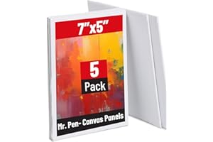 Mr. Pen- Cotton Canvas Panels, 5 Pack, 5x7 Inch, Triple Primed for Oil & Acrylic Paints, Canvas Boards for Painting, Painting