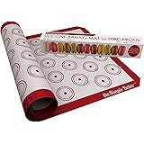 Simple Baker Premium Silicone Baking Mat for Macarons - Half Sheet Size - Reusable Non-stick Surface - Bonus Digital Macaron Recipe Book (Red Staggered)