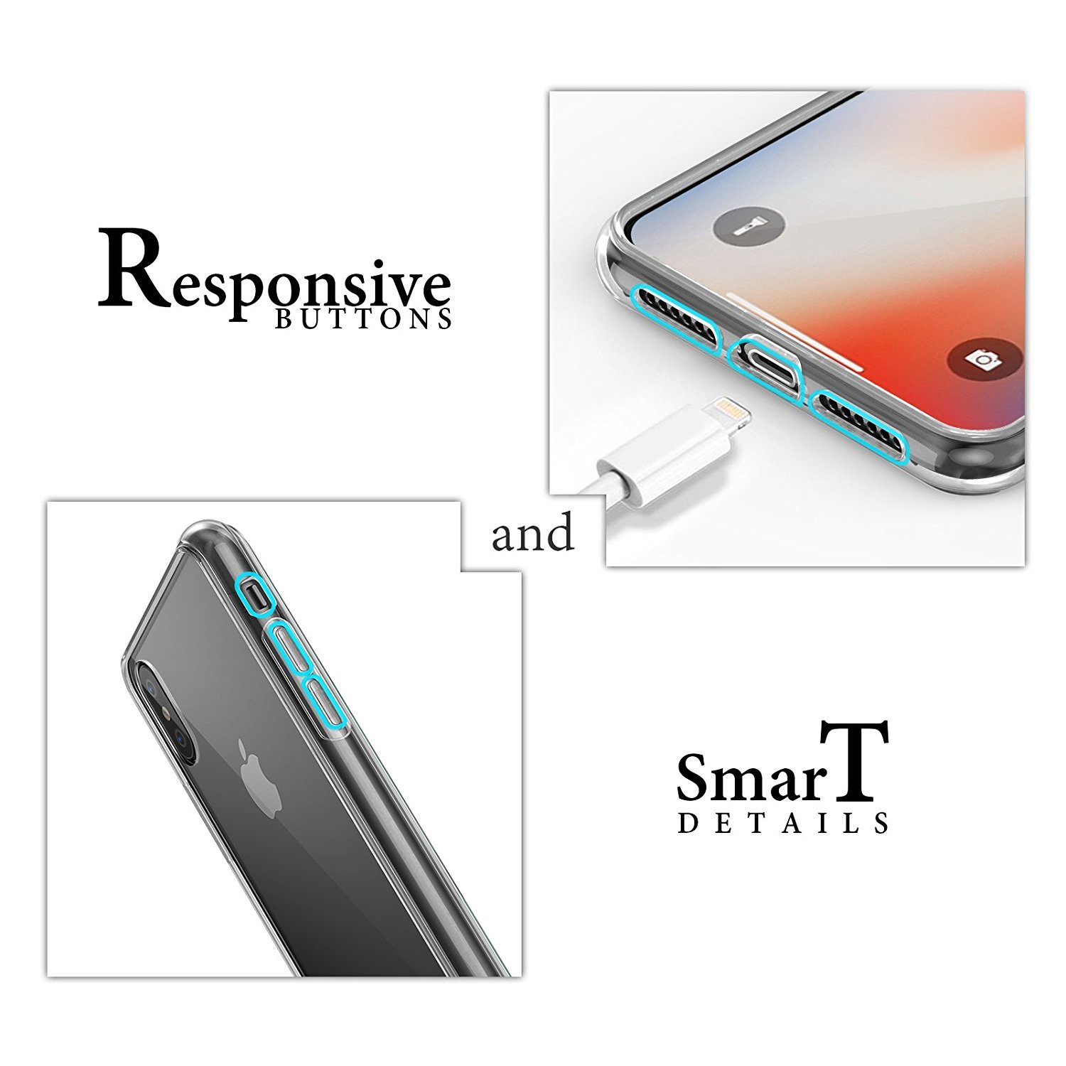 IPhone X case IPhone 10 case Slim crystal clear silicone cover Transparent Premium TPU Soft Rubber Silicone Durable shock Bumper waterproof protective [Support Wireless Charging]