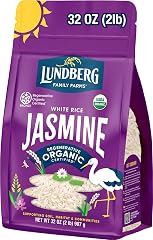 Lundberg Jasmine Rice, Regenerative Organic Certified – Non-Sticky, Aromatic Long-Grain White Rice, Responsibly Grown in Cali