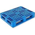 Lineshading Plastic Pallet 32 x 24 x 6 Inch Blue Polyethylene Pallet Breathable Grid Lightweight Storage Pad for Wet Basement Floor Storage Outside Supermarket Garage (Static Load 3 Tons Style)