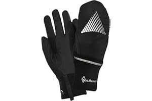 TrailHeads Mens Running Gloves Touchscreen Fingers & Convertible Waterproof Mitten Shell - for Winter, Reflective, Warm