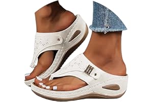 Orthopedic Sandals for Women Wide Fit Wedge Sandals with Arch Support Plantar Fasciitis Slippers Non Slip Outdoor Flip Flops