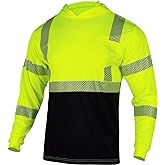 VENDACE Safety Reflective High Visibility Long Sleeve Shirts ANSI Class 3 Hi Vis Construction Work T Shirts for Men with Hood
