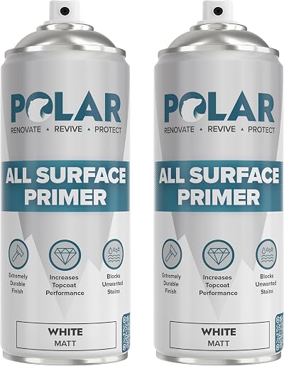 Polar All Surface Primer Spray Paint 2 x 400ml White Matt - Quick Dry