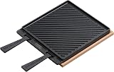 George Foreman Dual-Sided Cast Iron Griddle Plate with Beech Tray GFDSGP01 view 1