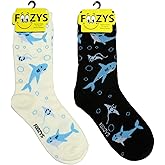Foozys Women’s Crew Socks | Shark & Sting Rays Island Novelty Socks | 2 Pair