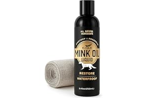 Eagle Mink Oil Liquid Leather Conditioner 8oz with Cloth – Softens, Waterproofs & Preserves Boots, Shoes, Bags, Jackets & Furniture – Natural Leather & Vinyl Conditioner for Long-Lasting Protection