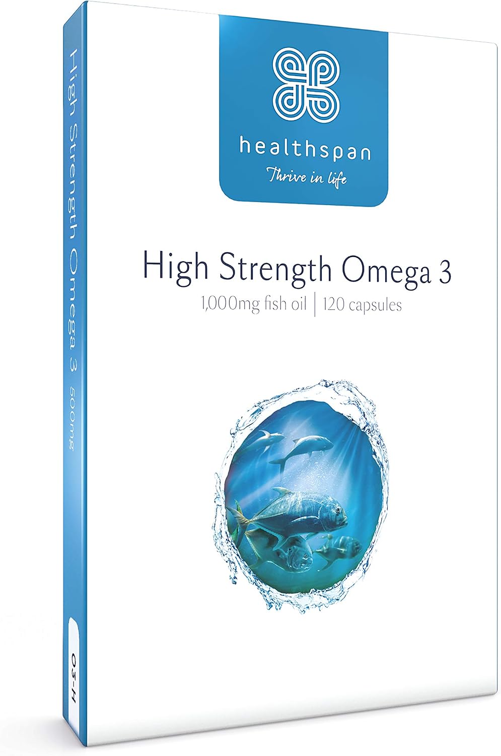 Healthspan High Strength Omega 3 1,000mg (120 Capsules), 120 count (Pack of 1)