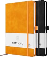 Lefute A5 Notebook 2 Pack 200 Pages 100 GSM Hardback with Pen Loop Elastic