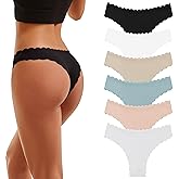 XI LIU Cotton Underwear for Women Seamless Thongs Soft Strench Breathable Women's Low Rise brazilian Panties 6 Pack