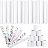 LovesTown 48PCS Slap Bracelets White, Party Slap Bracelets DIY Wrist Bands Bulk Blank Snap Band for Kids Birthday Party Favors School Crafts