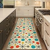 Retro Runner Rug for Hallways, Mid Century Modern Kitchen Runner Rugs Non Slip 2'x 6', Washable Yellow Rug Runner with Rubber Backing, Soft Carpet Runner for Hallways Kitchen Laundry Bedroom Bathroom