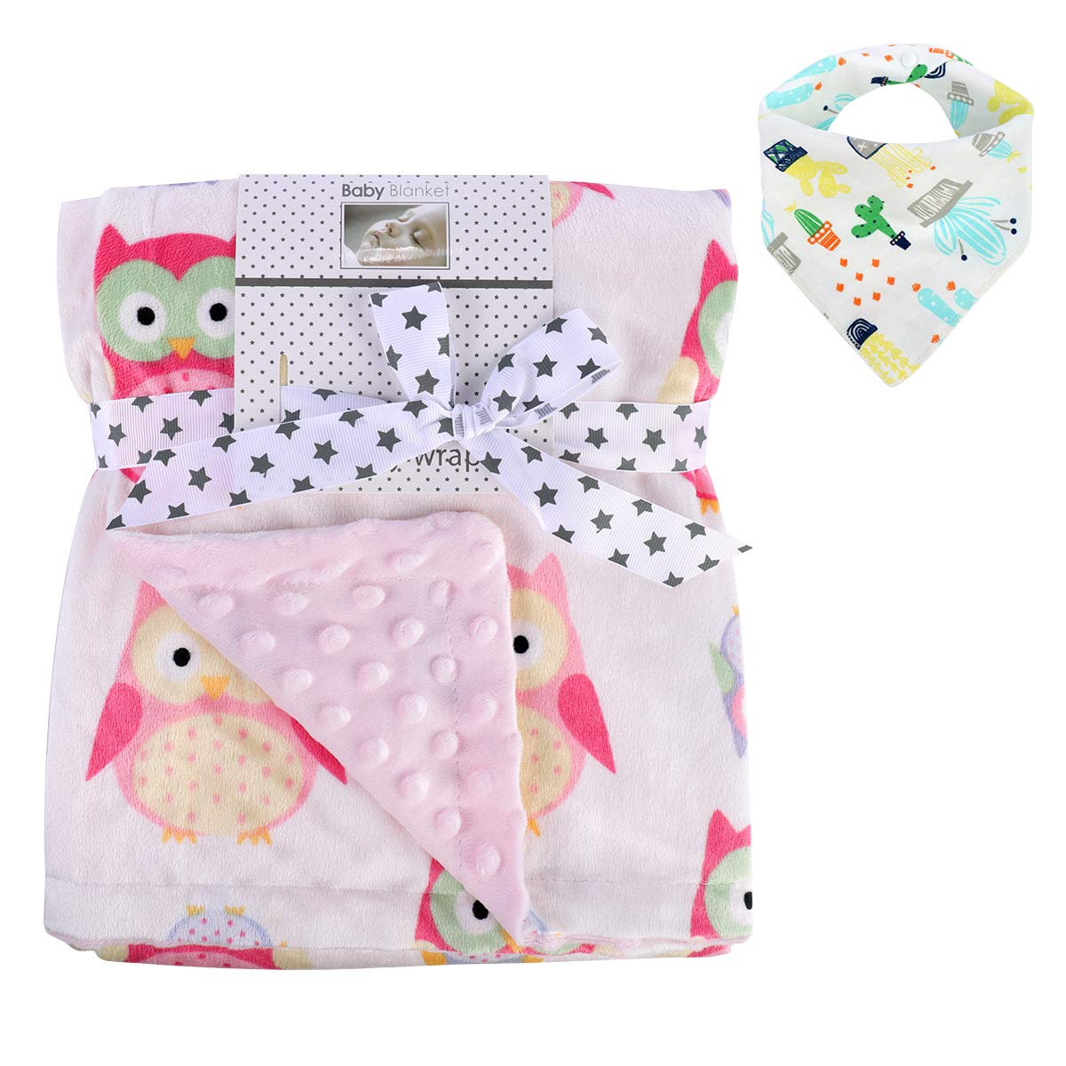 Baby Blanket, Deluxe Newborn Supersoft Breathable Cotton Bobble Blanket (Pink-Owl, 75 * 120CM)