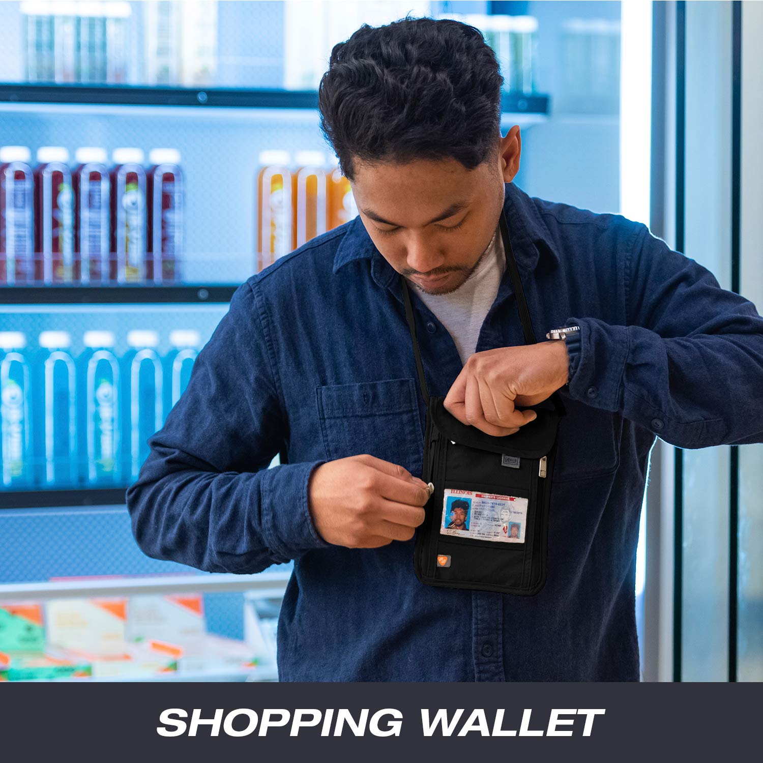 Lewis N. Clark RFID Blocking Stash Neck Wallet, Travel Pouch + Passport Holder for Women & Men, Black, One Size