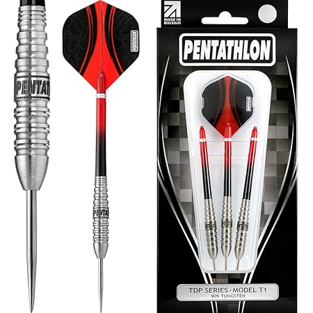 PENTATHLON Dart – Edelstahl Spitze – TDP Serie T1 – Bomb Style – 25 g – mit Darts Ecke gebogen Kugelschreiber