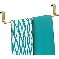 mDesign Adjustable, Expandable Over Kitchen Cabinet Towel Bar Rack - Hang on Inside or Outside of Doors, Hold Hand, Dish, Tea