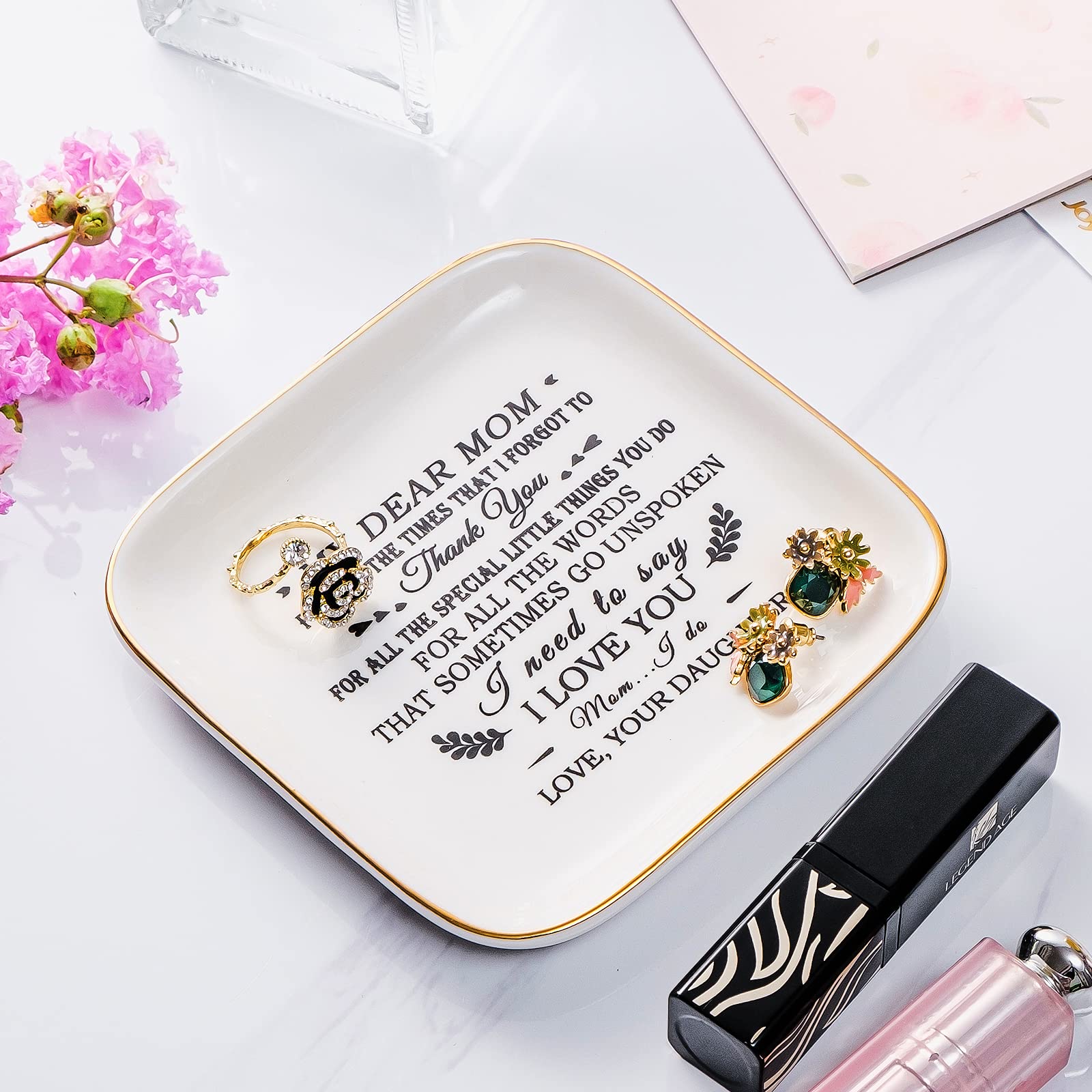 Birthday Gifts for Mom from Daughter Jewelry Dish - Thank You! for all the words that sometimes go unSpoken, I need to say I Love You!