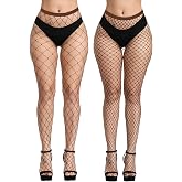 EVERSWE High Waist Fishnet Tights, Thigh High Suspender Stockings