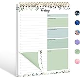 To Do List Notepad - Daily Planner Notepad 104 Pages Task Planner, 6.7" x 9.8" Double Sided Spiral Notebook with Checklist Productivity Planning Pad for Work Office Home-Green