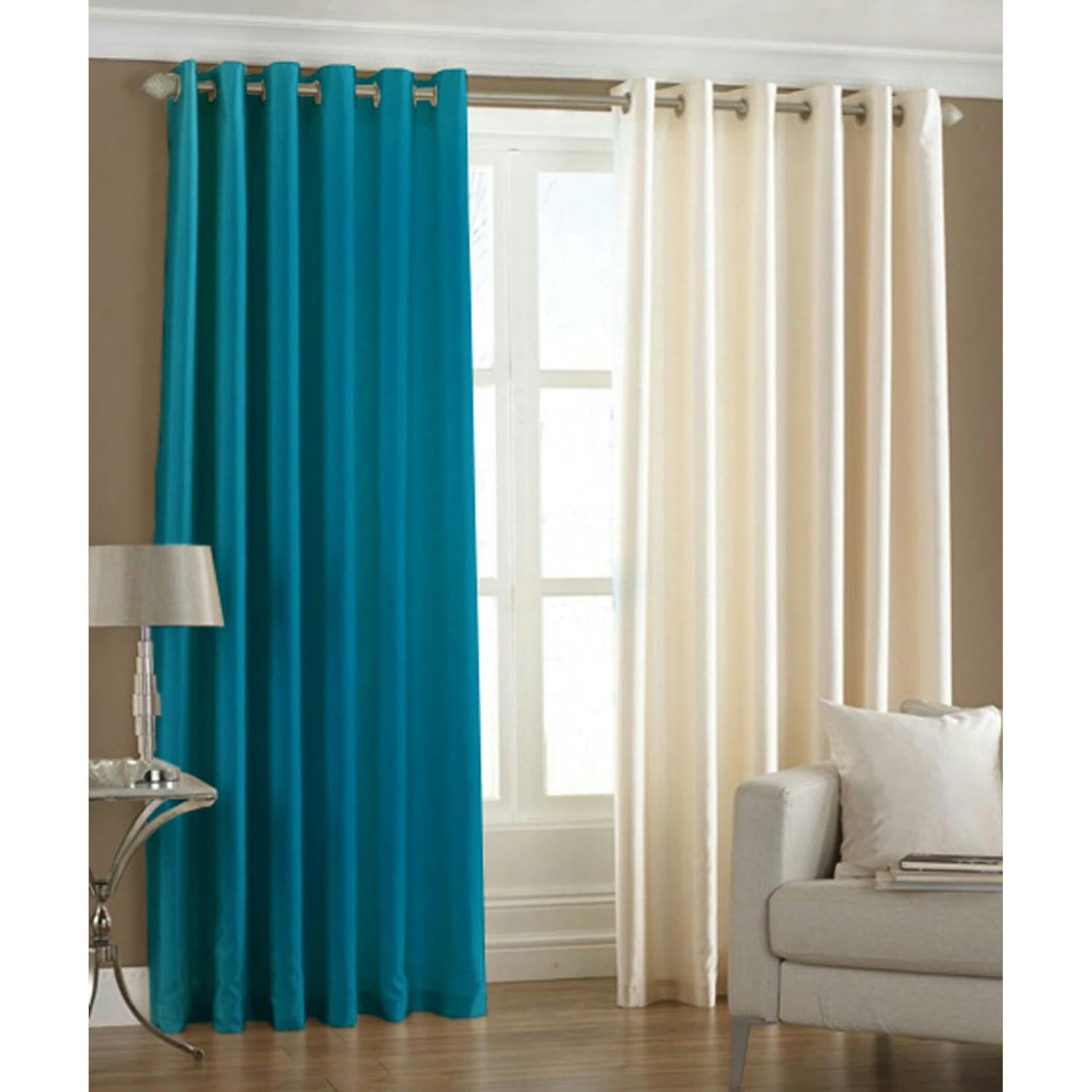 Buy Honey Traders Premium Turquoise Cream Plain Eyelet Long Door