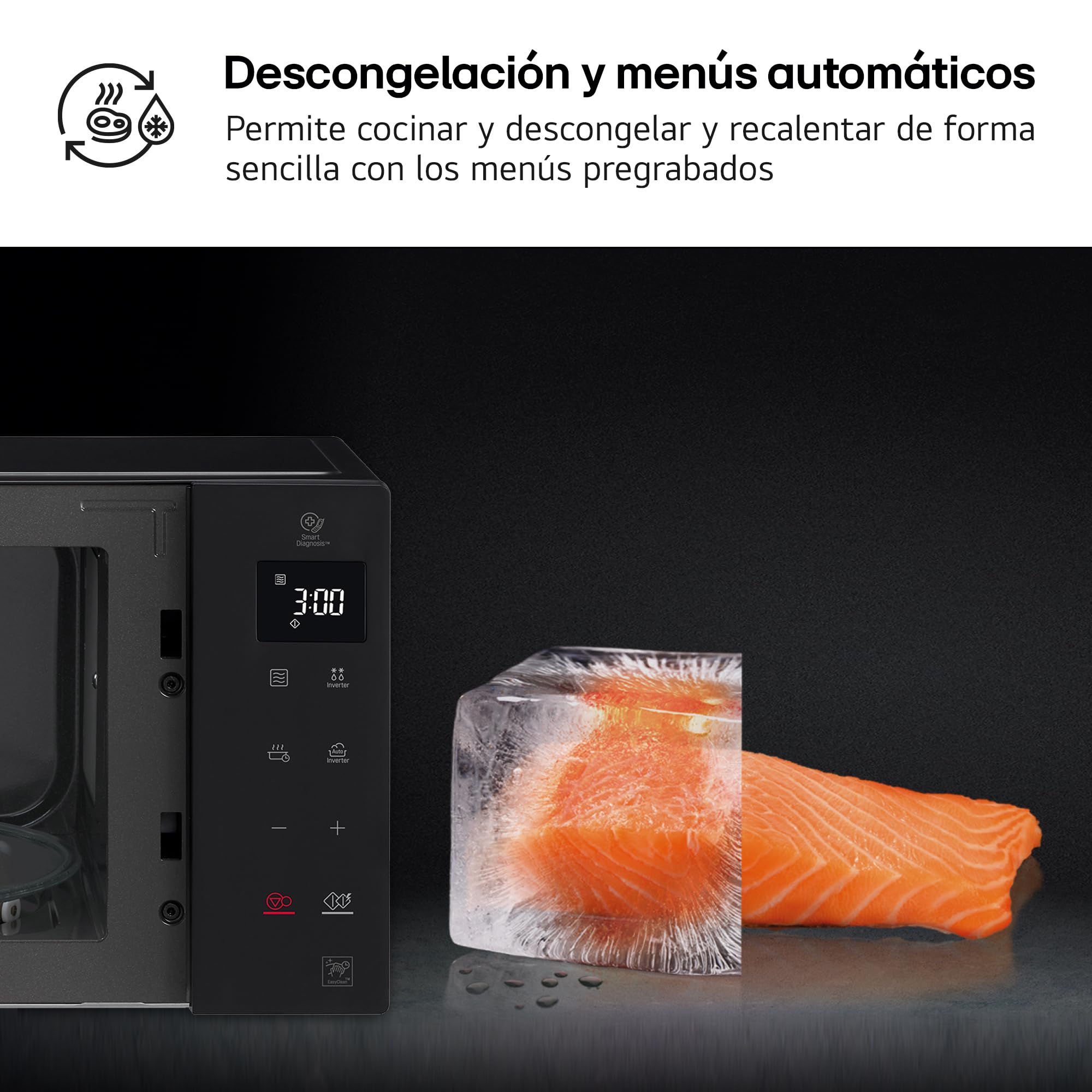 LG MH6535GIB Mikrowelle mit Grill 25L, 1000W, Grill mit 900W, Smart-Inverter-Technologie, Eco-Funktion, Schwarz 4