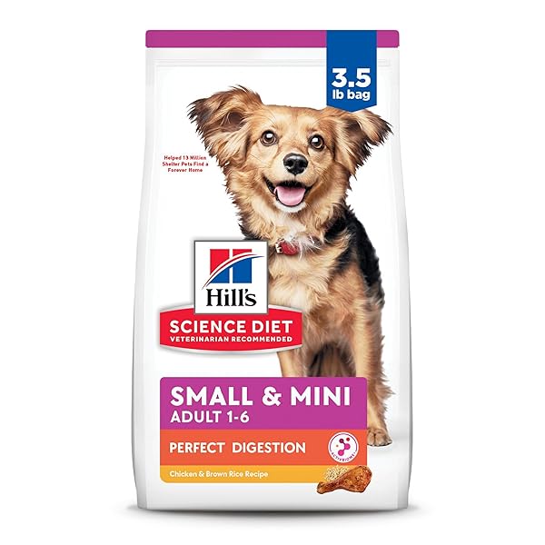 HILL’S SCIENCE DIET PERFECT DIGESTION, ADULT 1-6, SMALL & MINI BREEDS DIGESTIVE SUPPORT, DRY DOG FOOD, CHICKEN & BROWN RICE, 3.5 LB BAG