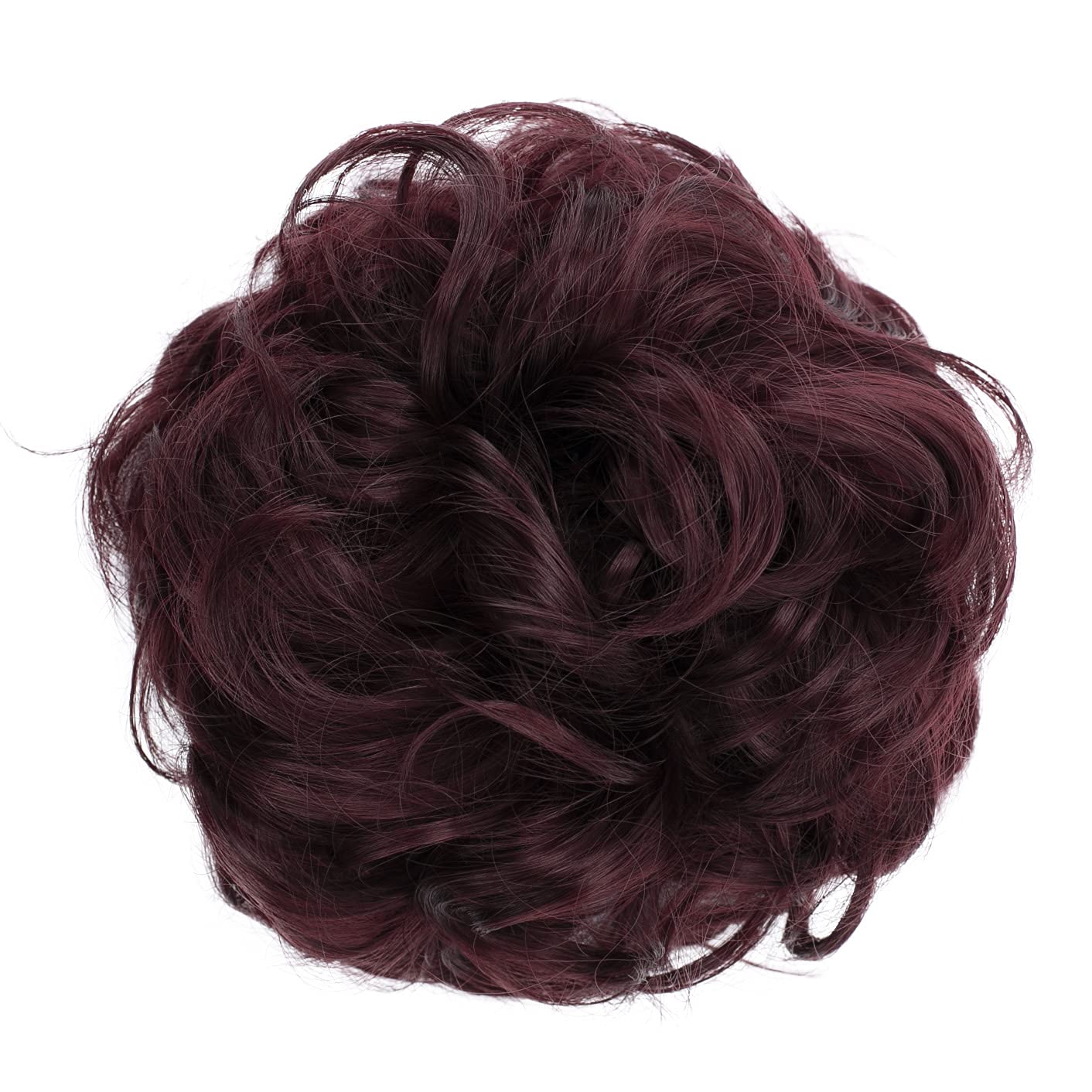 CAISHA Messy Scrunchie Bun Voluminous Wavy Hairpiece Heat-resistant Synthetic Fibres Wine Red G20A