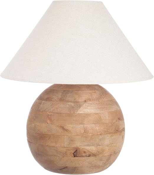Lampe Pied Boule En Bois Abat Jour Coloris Blanc Amazon Fr Luminaires Et Eclairage