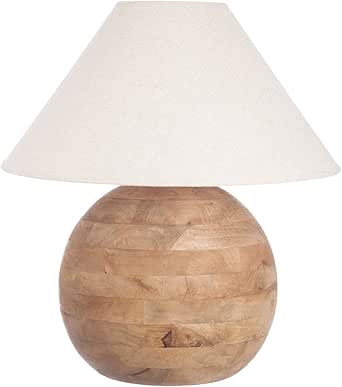 Lámpara con pie de bola de madera y pantalla blanca: Amazon.es: Iluminación
