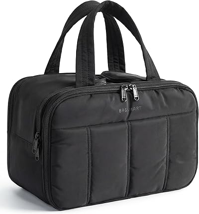 BAGSMART kulturbeutel Damen, Reise Kosmetiktasche Groß Kulturtasche zum Aufhängen für Frauen, Makeup Taschen Organizer mit Griff für Reisen, wasserdichte Waschtasche, Schwarz