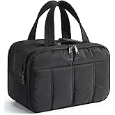 BAGSMART Travel Toiletry Bag, Puffy Large Toiletry Bag for Women, Lightweight Cosmetic Makeup Bag Organizer with Handle for Traveling, Accessories, Essentials, Toiletries (Black)