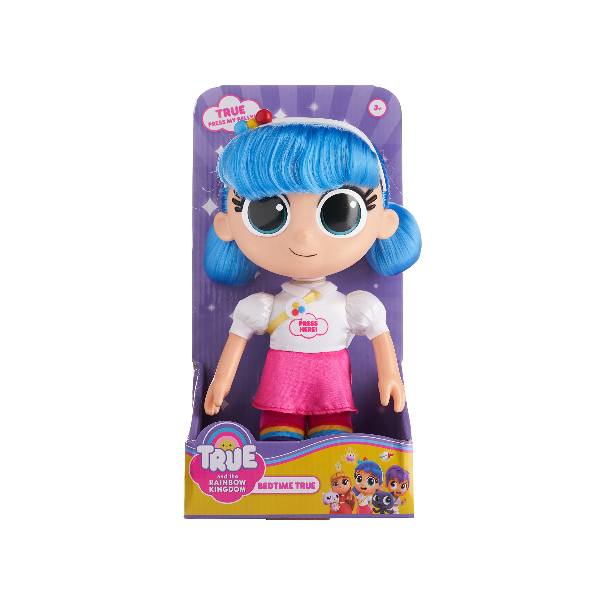 True and The Rainbow Kingdom Light up Doll with LED Lights - True 25cm Cute Colourful Doll - Night Light Plush Cuddly Toy - Ages 3+
