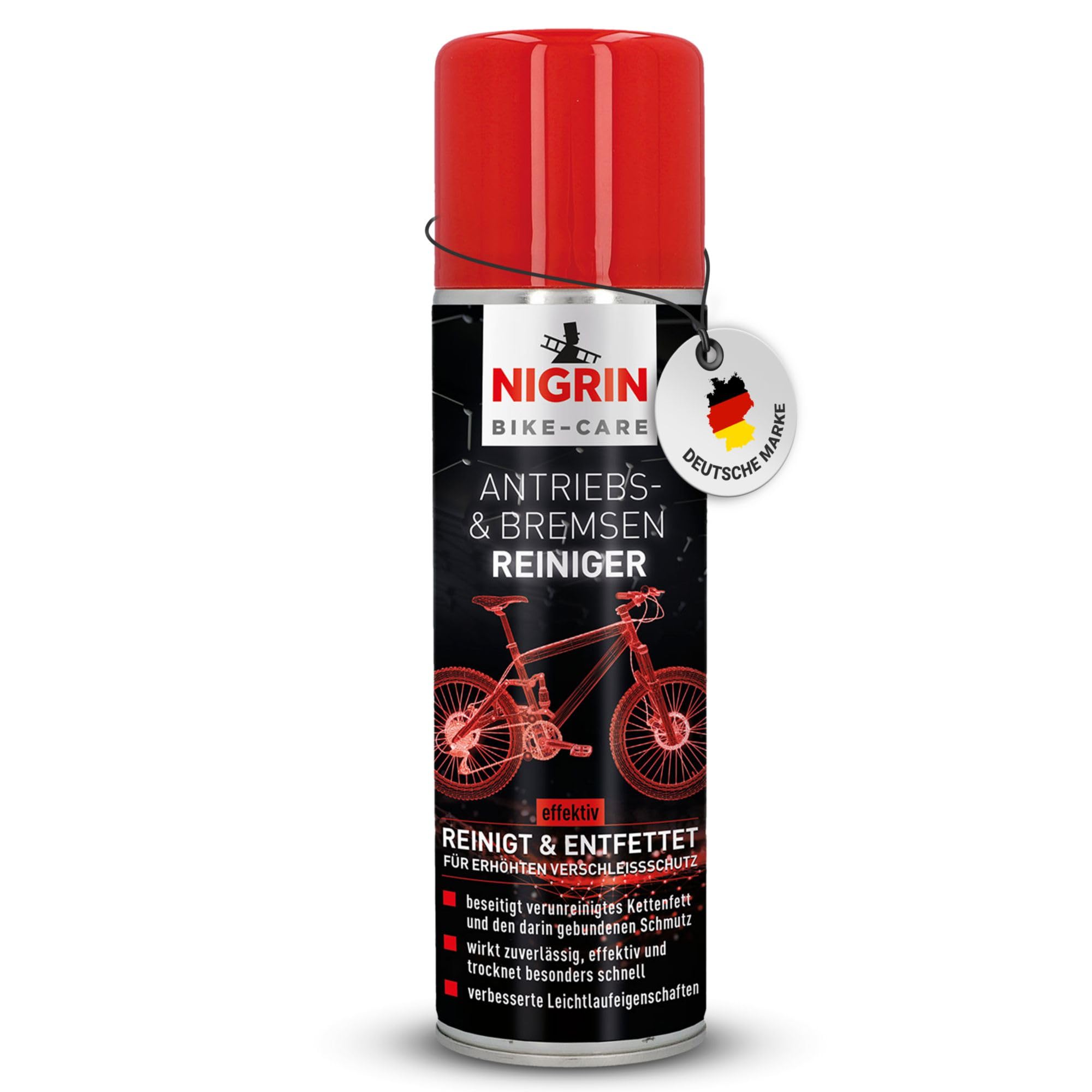 NIGRIN BIKE-CARE Fahrrad Kettenreiniger, 300 ml Sprühdose, Fahrradkette reinigen, entfettet Fahrradketten
