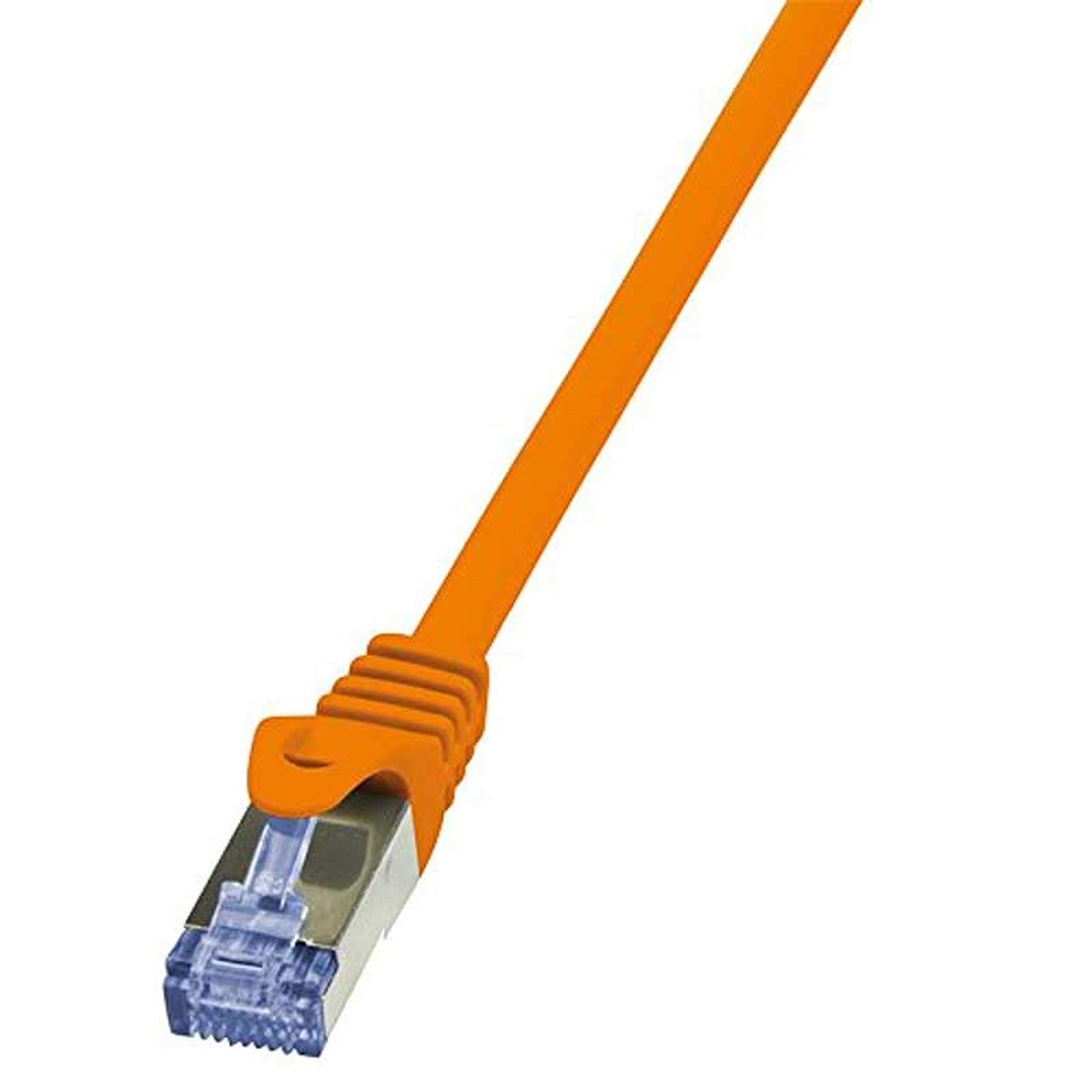 LogiLink CQ3018S Cat.6A 10G S/FTP PIMF PrimeLine Patch Cable, 0.25 Meter Length, Orange, Orange, 0.25 Meter Length