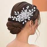 Eiaork Pearl Wedding Hair Comb Rhinestone Hair Clips Bridal Head Piece Prom Hair Accessories for Women and Girls (Silver)