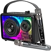 The Platinum Apollo Pro Portable Bluetooth Outdoor Speaker with 2 Wireless Mics, Karaoke Machine for Adults & Kids, 4000mAh Battery, TWS/USB/TF/AUX Support for Home & Outdoor Party