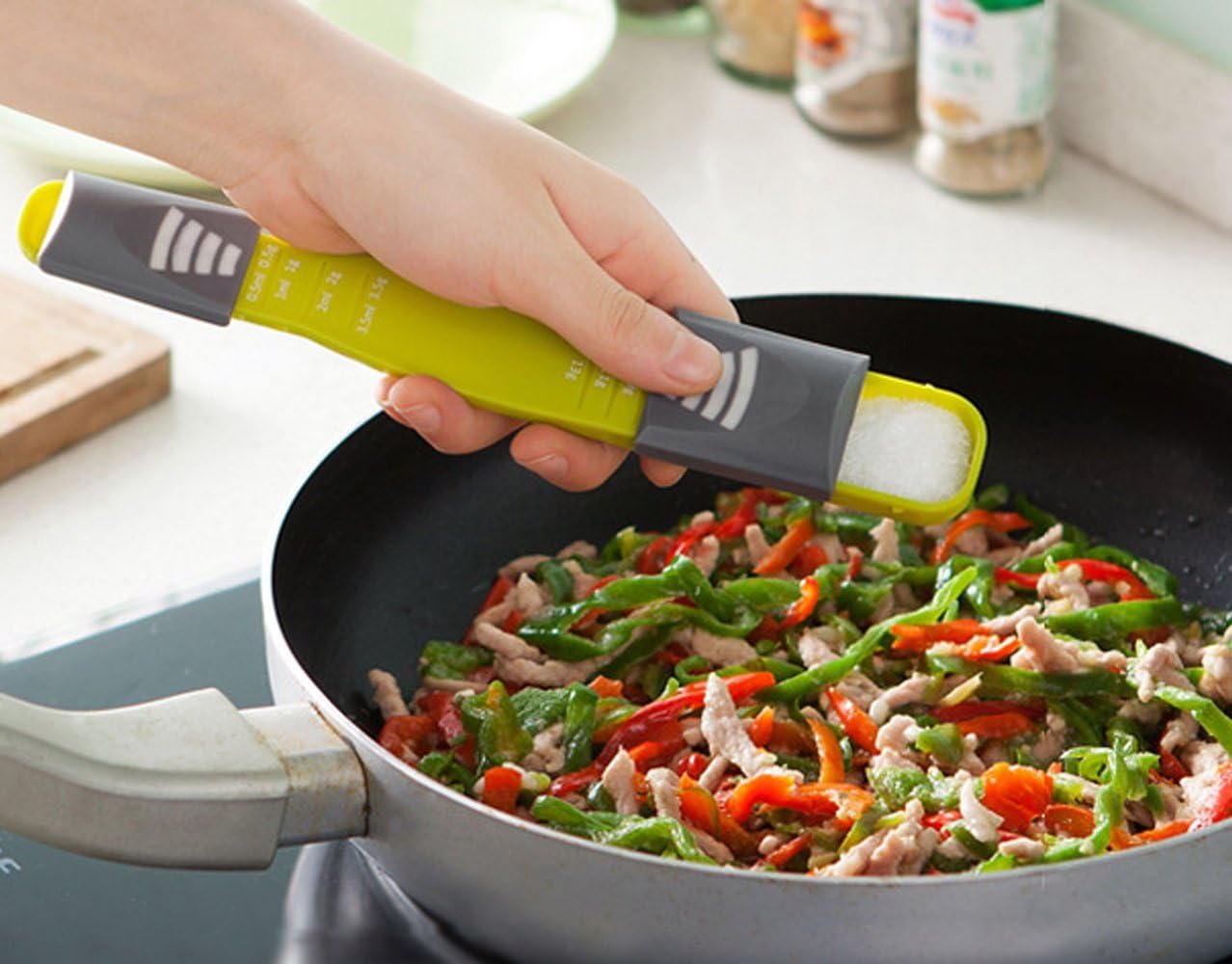 MiGoo Adjustable Measuring Spoon Kitchen Double Sided Powder Metering Spoon Tool for Baking Cooking Coffee Sugar Salt Milk Powder Spices