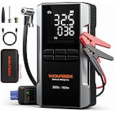 WOLFBOX 3000A Jump Starter with Air Compressor, 59.2Wh&160PSI Portable Car Battery Jump Starter with 65W Fast Charge, 12V Battery Pack (8L Gas 6L Diesel Engine) with Boost, Light and Jumper Cables