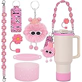 6PCS Use for Stanley Cup Tumbler Accessories 40oz 30oz,Compatible with Stanley Cup Tumbler Water Bottle Handle Sling Strap for Carrying (pink)