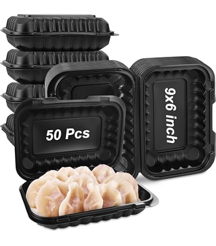 GTYOPR 6x6 Inch Disposable Plastic Food Containers With Lids - 50 Pack, Hinge Clamshell For Takeout, Burgers, Salads - View #11