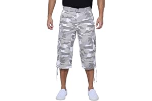 X RAY Men's Belted Cargo Long Shorts 18" Inseam Below Knee Length Multi Pocket 3/4 Capri Pants (Big and Tall Shorts for Men)