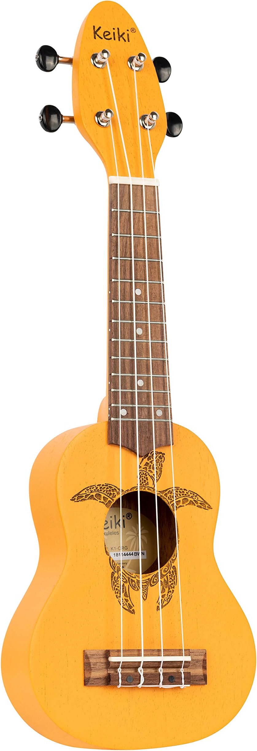 Ortega GuitarsSopranino Tiny Ukulele - Keiki K1 Series - Sea Turtle engraving - orange (K1-ORG)