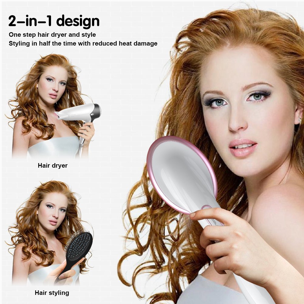 KOOVON One-Step Hair Dryer & Styler, Ionic Hair Straightener Brush,Negative Ion Generator for All Hair Types (White)